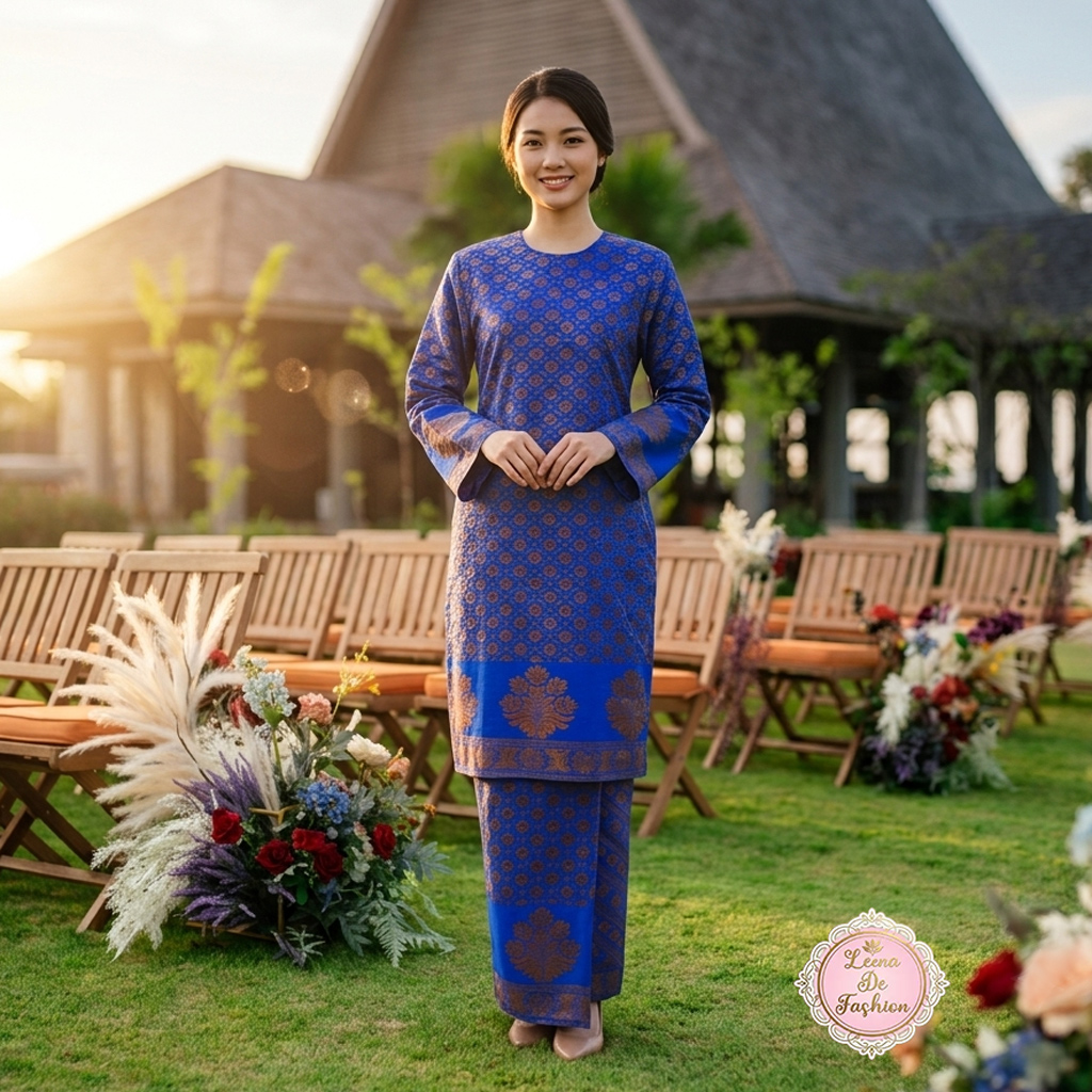 Kurung Tradisional dari Kain Sari Warna Biru